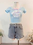 Top T-shirt Blue Lolita style Sanrio Cinnamoroll Cute Kawaii Cosplay