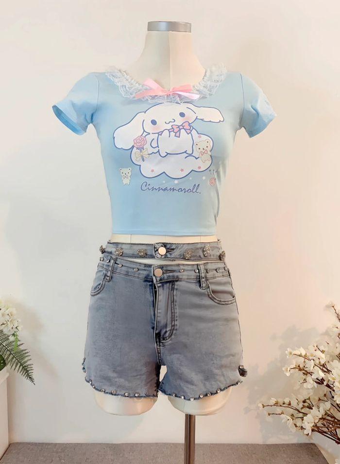 Top T-shirt Blue Lolita style Sanrio Cinnamoroll Cute Kawaii Cosplay - photo numéro 1