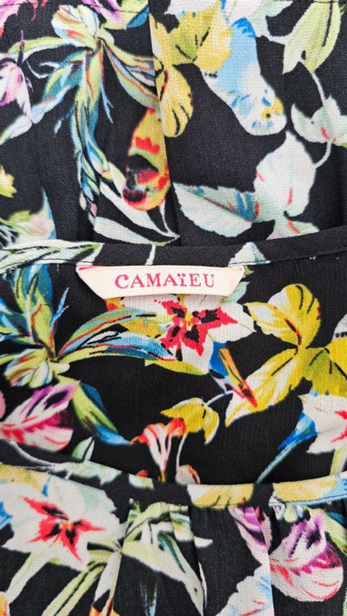 Blouse noire épaules dénudées motif tropical Camaïeu - photo numéro 5