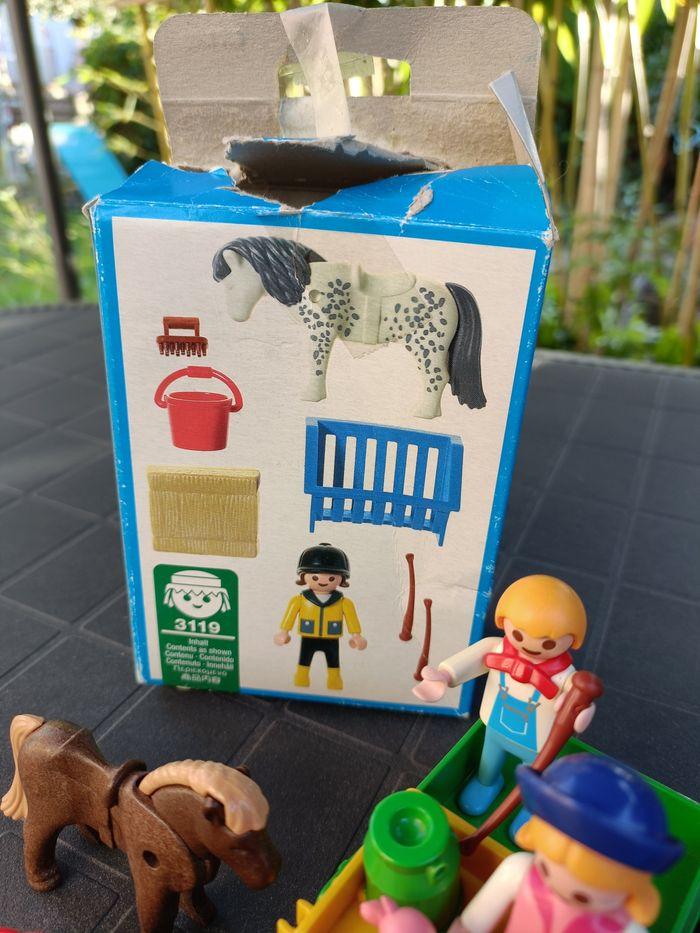 Lot Playmobil Boîte 3119 Charrette Poney Ranch 3713 Vintage Klicky Figurines - photo numéro 6