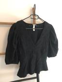 Top/Blouse Noire Manches Bouffantes