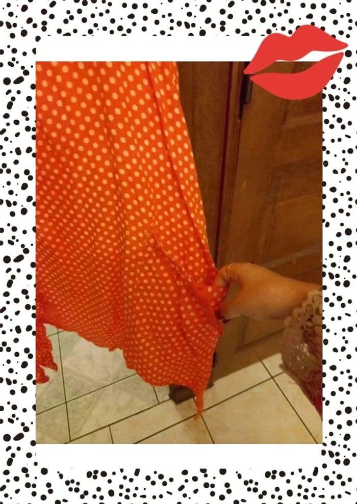 Robe corail à pois blancs taille XXXL/46 - photo numéro 9