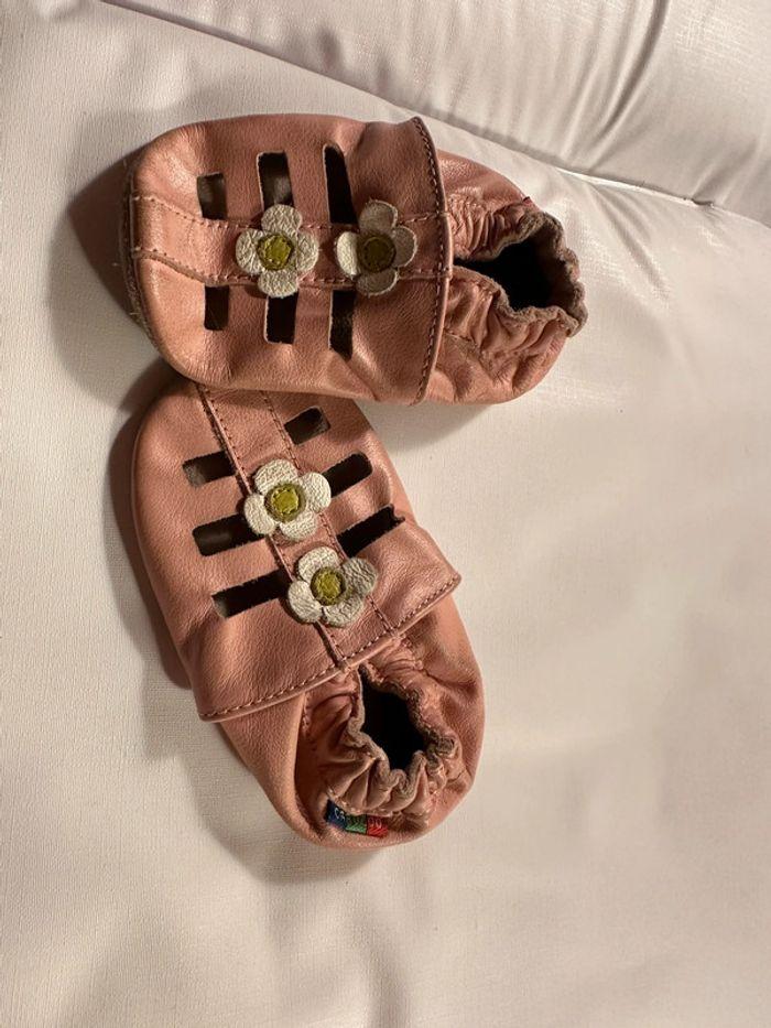 Chaussons souples cuir rose - photo numéro 1