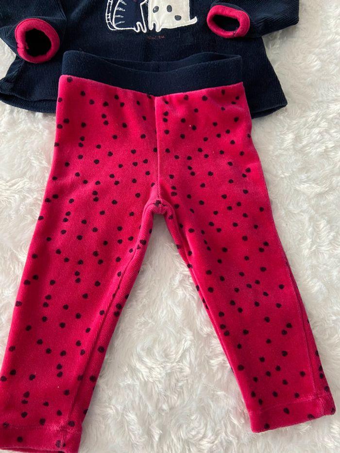 Ensemble pantalon leggins jogging Pull Shirt veste velours marine et rose Absorba 1 ans tbe - photo numéro 12