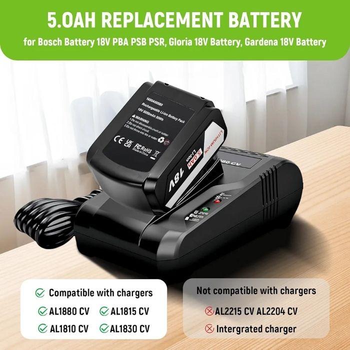 Batterie 18v 5 ah compatible bosch gardena gloria neuf - photo numéro 2