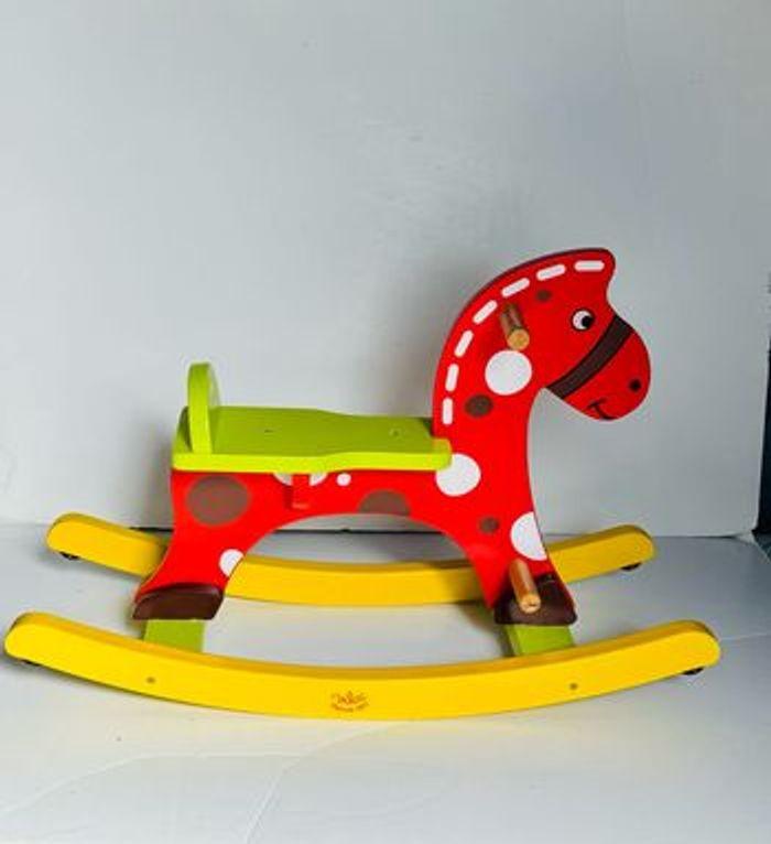 Vilac 1074 Stormy cheval à bascule mixte en bois multicolore 18-36 mois rocking horse jouet en bois hape janod djeco nattou montessori motricité équilibre poney basket peluche dino lot SOP77 - photo numéro 4