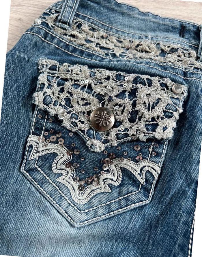 🩳 Short vintage brodé en jean  Bleu Taille XXS 🩳 - photo numéro 11