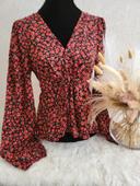 Blouse fleuri noir rouge shein taille 44