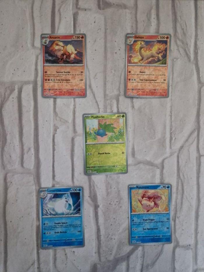 5 cartes reverses 151 Pokémon sorties de boosters