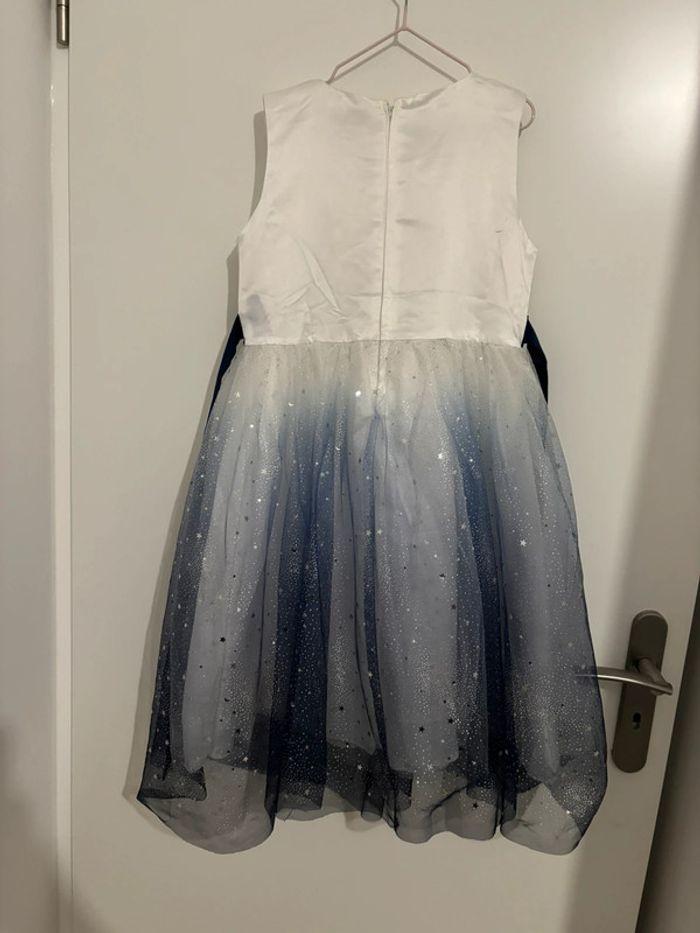 Robe mariage fille blanc-bleu avec noeuds 12 ans - photo numéro 3