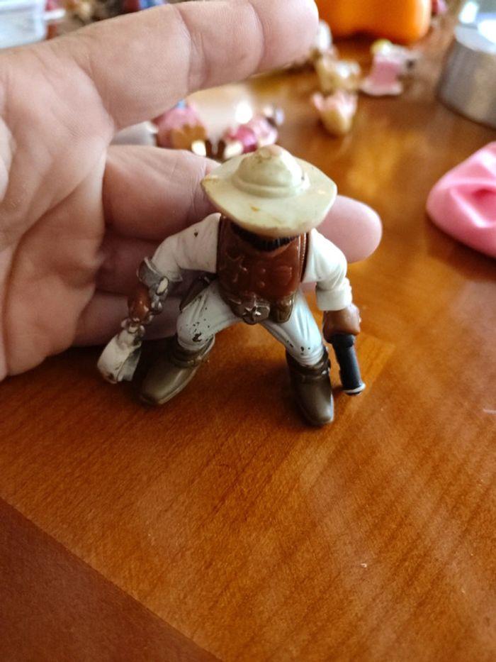 1996 Fisher price cow cowboy western clef menotte figurine chapeau blanc white étoile f p fp shérif - photo numéro 3