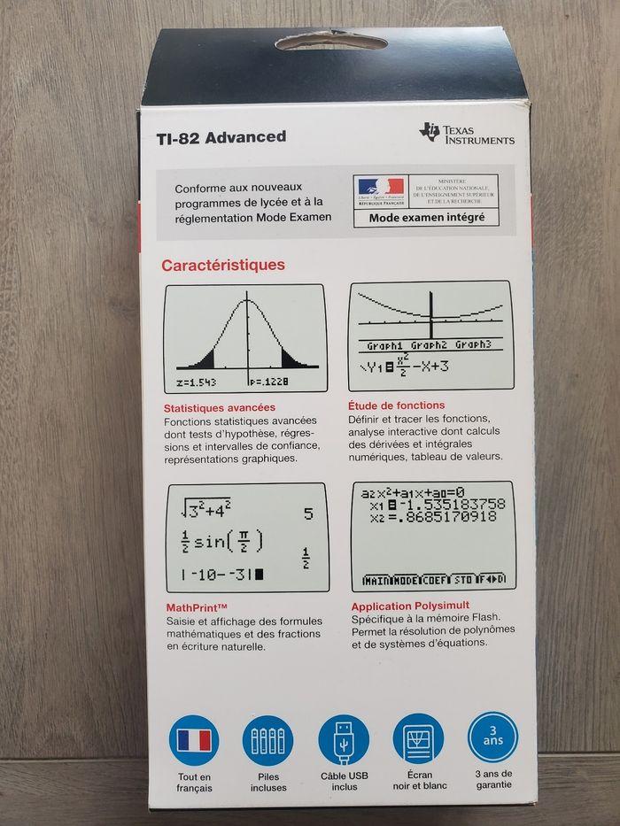 Calculatrice Graphique TEXAS INSTRUMENTS TI-82 Mode Examen intégré. - photo numéro 2