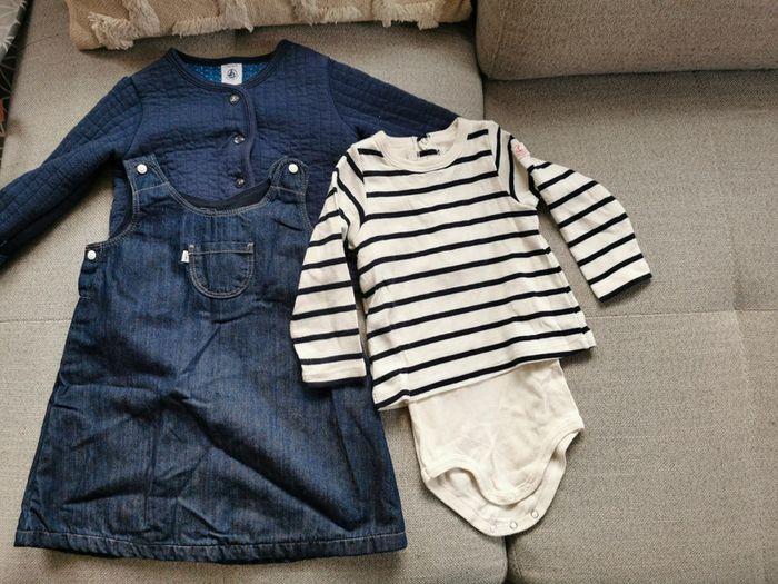 Ensemble Petit bateau fille 12 mois 1 an gilet body robe - photo numéro 1