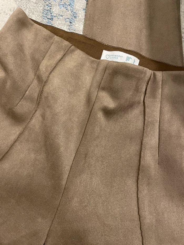 Pantalon droit effet velours marron/crème - photo numéro 6