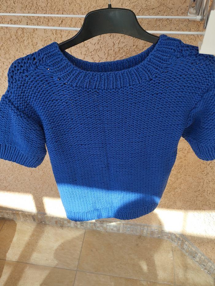 Pull 3/4 maille bleu indigo - photo numéro 2