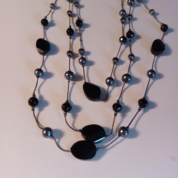 Collier 3 rangs gris-noir-argenté Burton - photo numéro 5