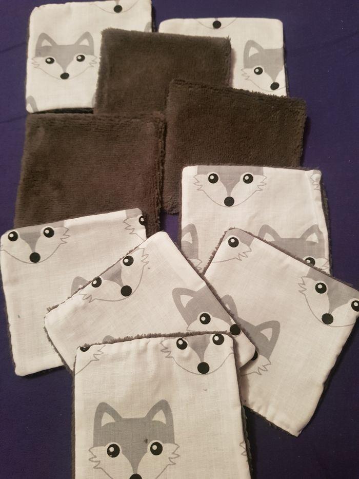 Lot de lingettes lavables bambou gris motif renards