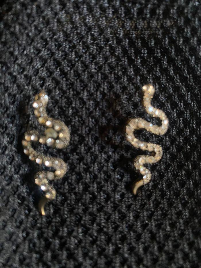 Boucles d’oreilles fantaisies serpent strass - photo numéro 1