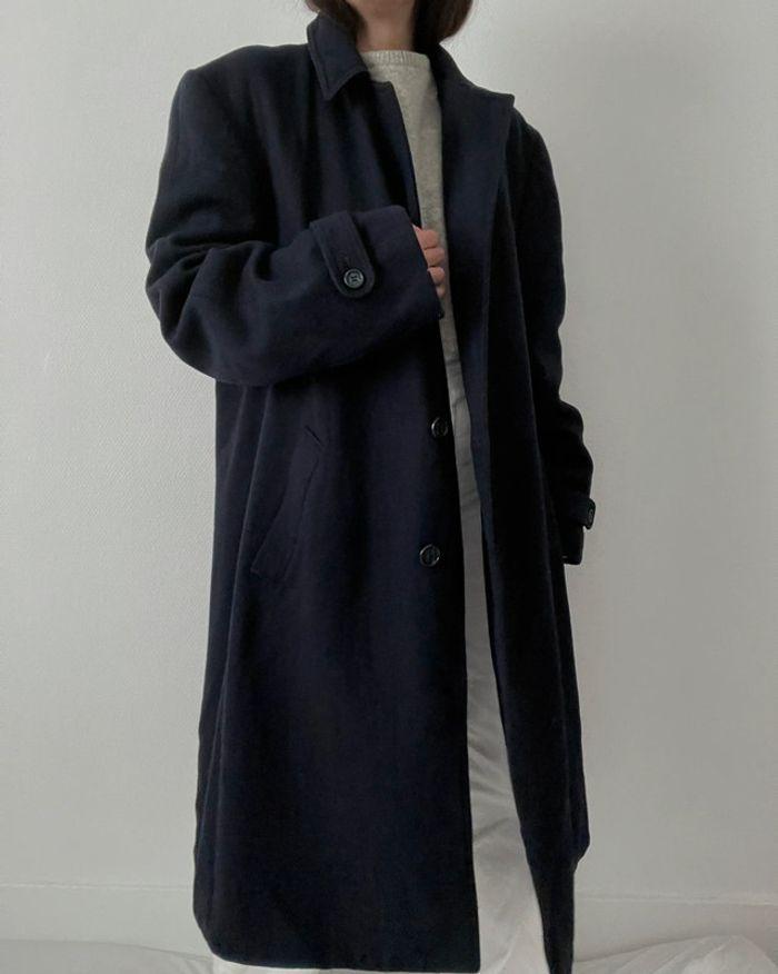 Oversized manteau long marine 90% laine - photo numéro 2