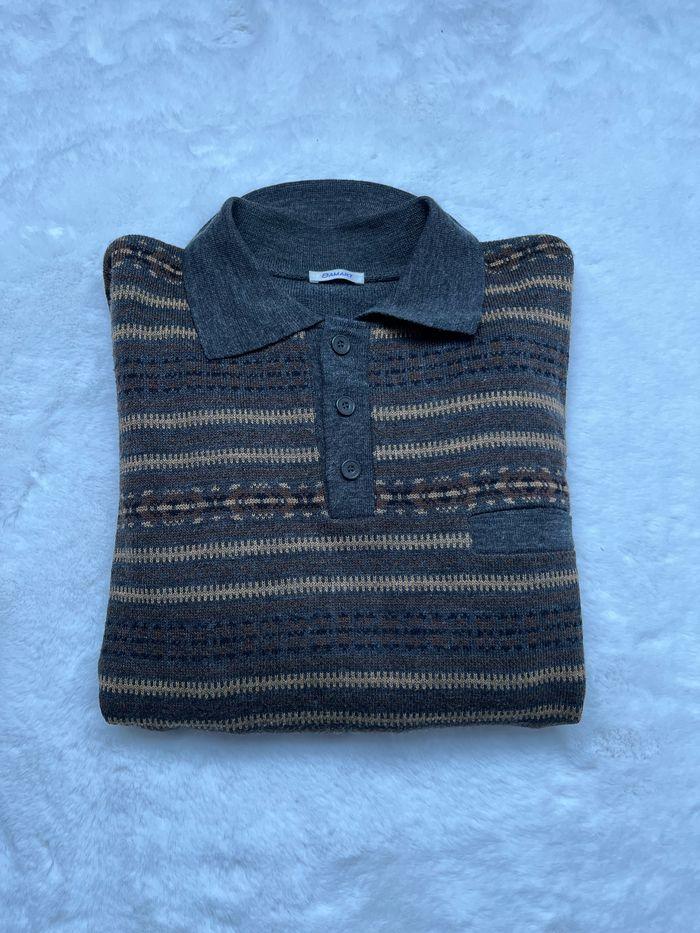 Pull vintage avec motif en laine marron taille XXXL - photo numéro 4