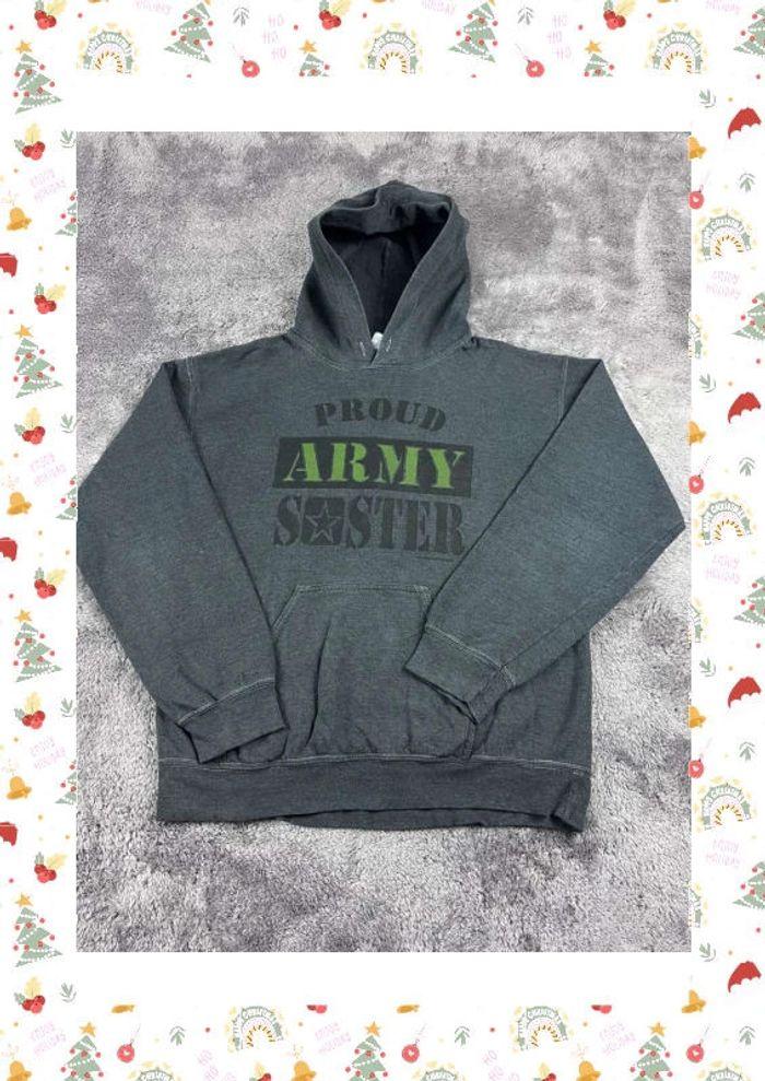 👕 Sweat à capuche Veste University Rare Vintage y2k 90s 2000s Proud Army gris Taille S 👕 - photo numéro 1