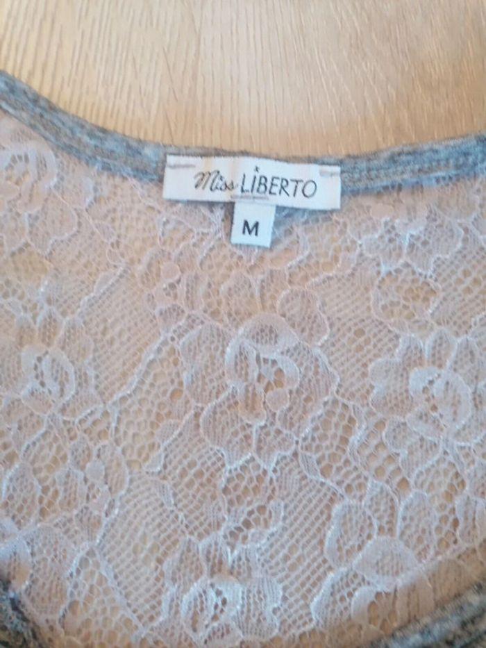 T-shirt, gris, dentelle, mauvaise humeur, Miss Liberto, M - photo numéro 6