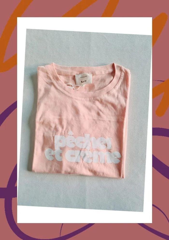 Sézane T-shirt pêche et crème - photo numéro 2