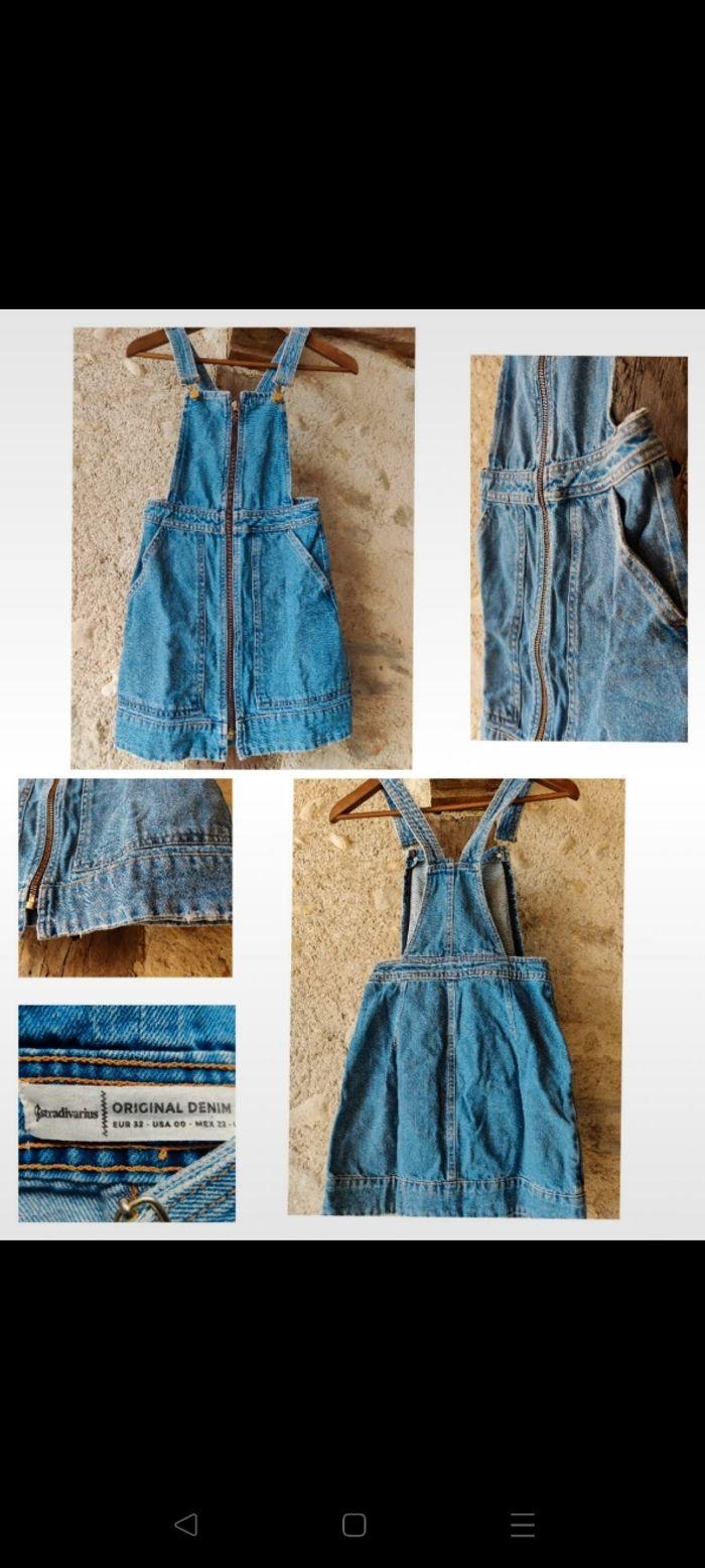 Salopette robe fermeture éclair jean Stradivarius taille 32 original denim - photo numéro 1