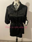 Blouse chemise noir en satin modulable manche longue ou 3/4 neuf made in Italy taille 40