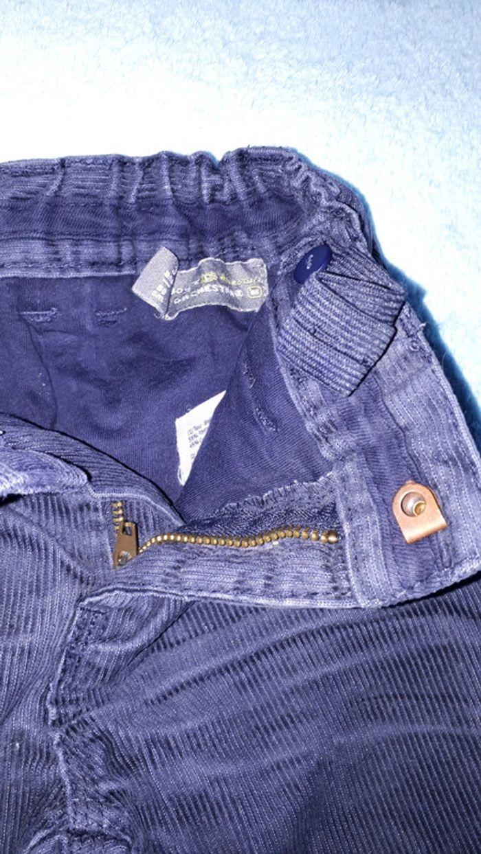 Pantalon garçon velours finement côtelé bleu gris foncé Orchestra 3 ans - photo numéro 4