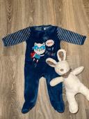 Pyjama velours bleu garçon 9 mois