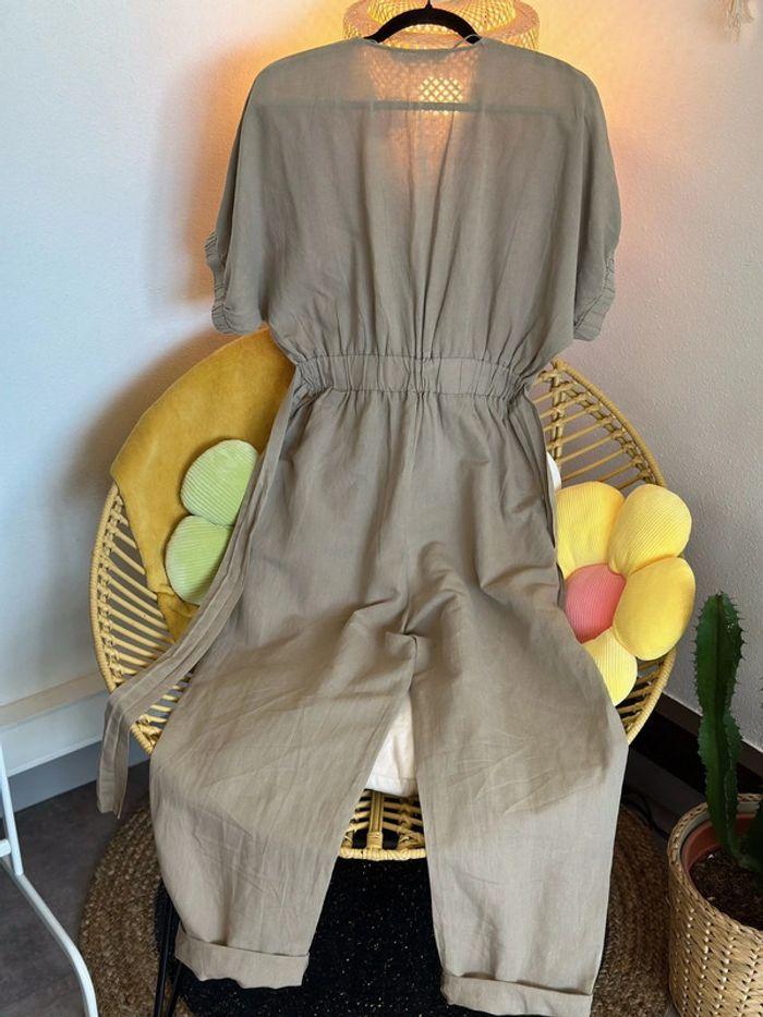 Combinaison Zara oversize en lin beige - Taille XS - photo numéro 5