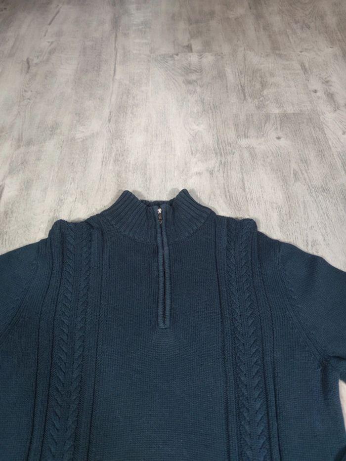 Pull Half Zip Torsadé Calvin Klein Bleu Marine Taille M Homme - photo numéro 2