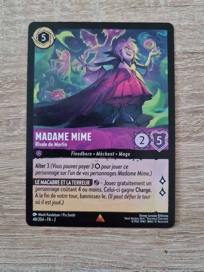 Carte Disney Lorcana Madame Mime rivale de Merlin 48/204