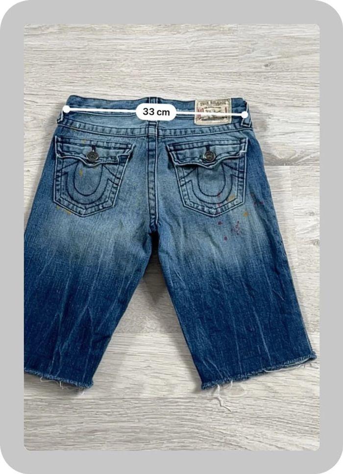 🩳 Short vintage brodé en jean True Religion Bleu Taille XS 🩳 - photo numéro 3