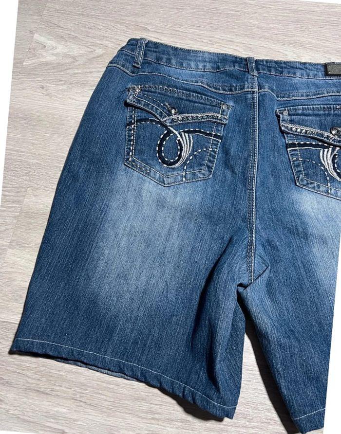 🩳 Short vintage brodé hip hop en jean Bleu Taille XL 🩳 - photo numéro 14