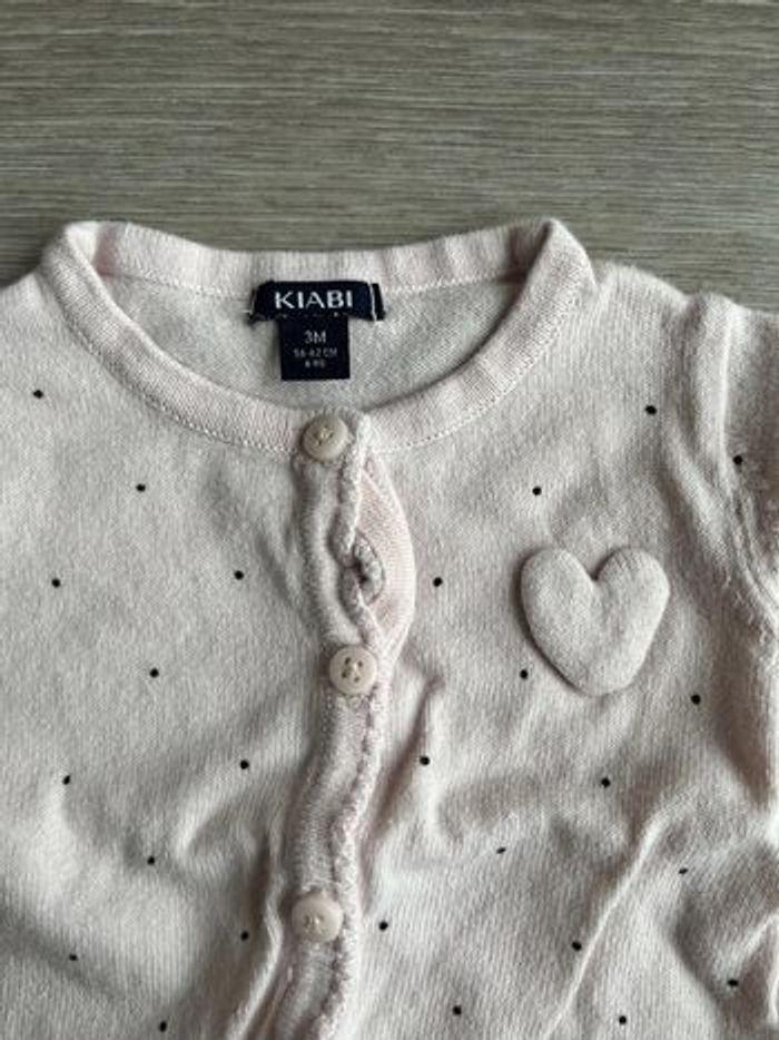 Gilet rose à pois « coeur » Kiabi 3 mois - photo numéro 2