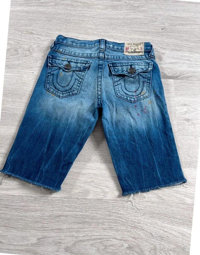 🩳 Short vintage brodé en jean True Religion Bleu Taille XS 🩳 - photo numéro 1