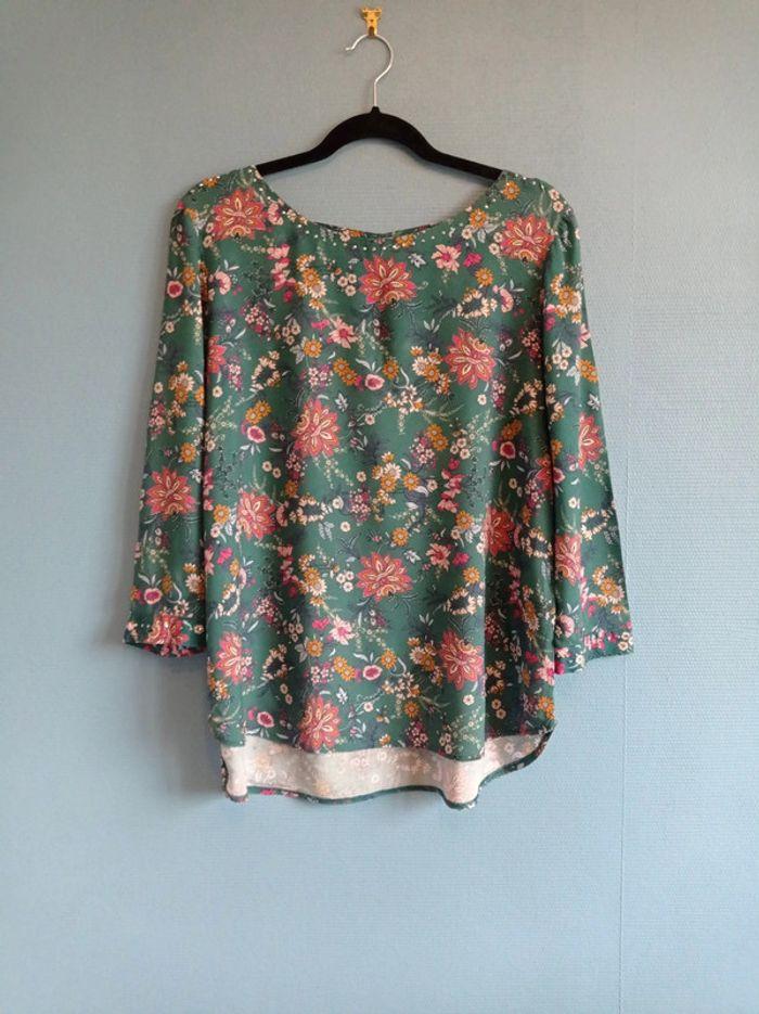 Blouse Breal taille 42 Fleurie verte - photo numéro 1