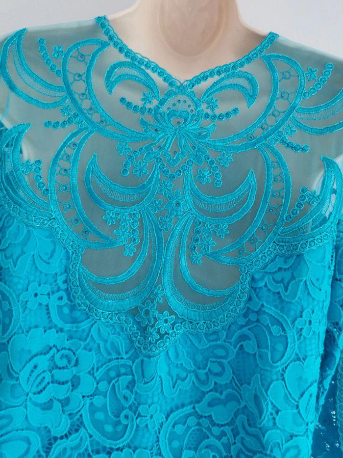 Top bleu turquoise strass et dentelle Eden Rose Taille 5 - XL - photo numéro 6