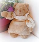 Trousselier Teddy Bear ours nounours peluche plush écru beige musical musique collerette vintage