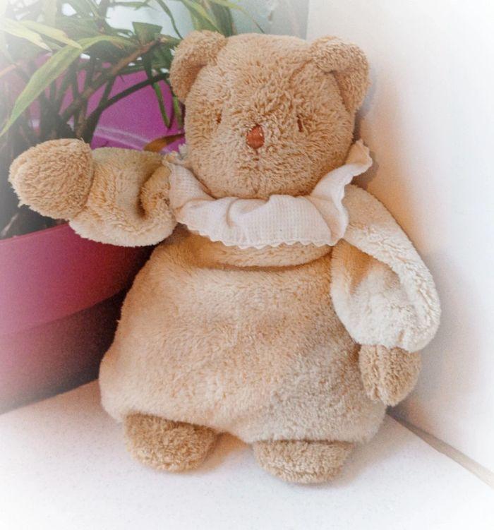 Trousselier Teddy Bear ours nounours peluche plush écru beige musical musique collerette vintage - photo numéro 1