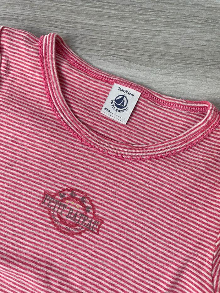 Tee shirt MC à rayures rose & blanc petit bateau bb 3 ans - photo numéro 3