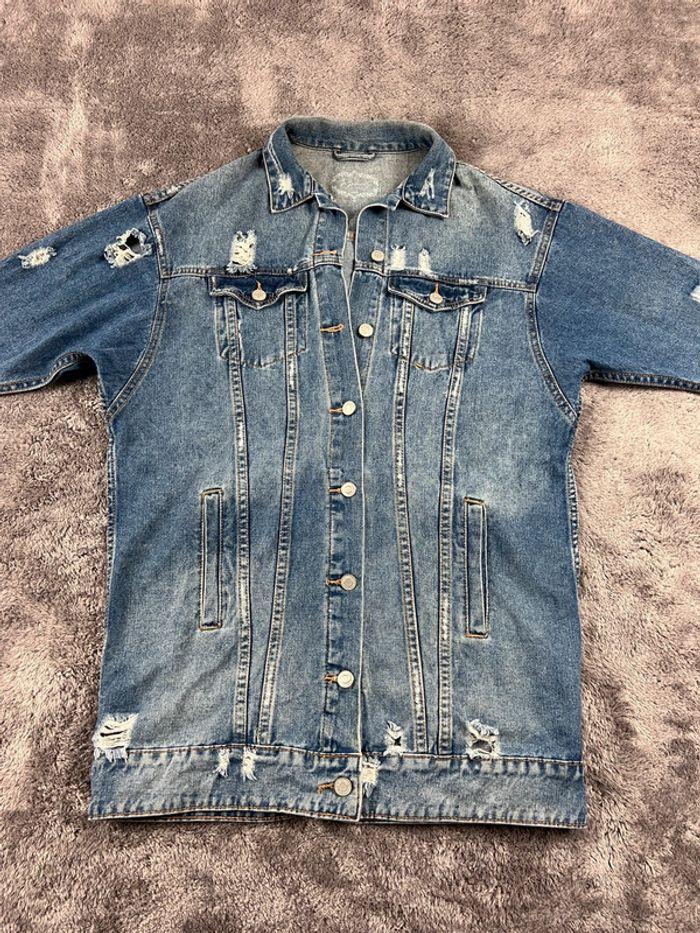 👕 Veste longue en Jeans vintage y2k Bleu Clair Taille M 👕 - photo numéro 6