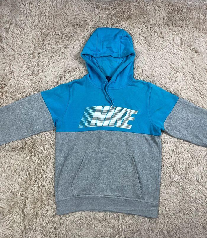 Sweat capuche nike gris et bleu taille S - photo numéro 2