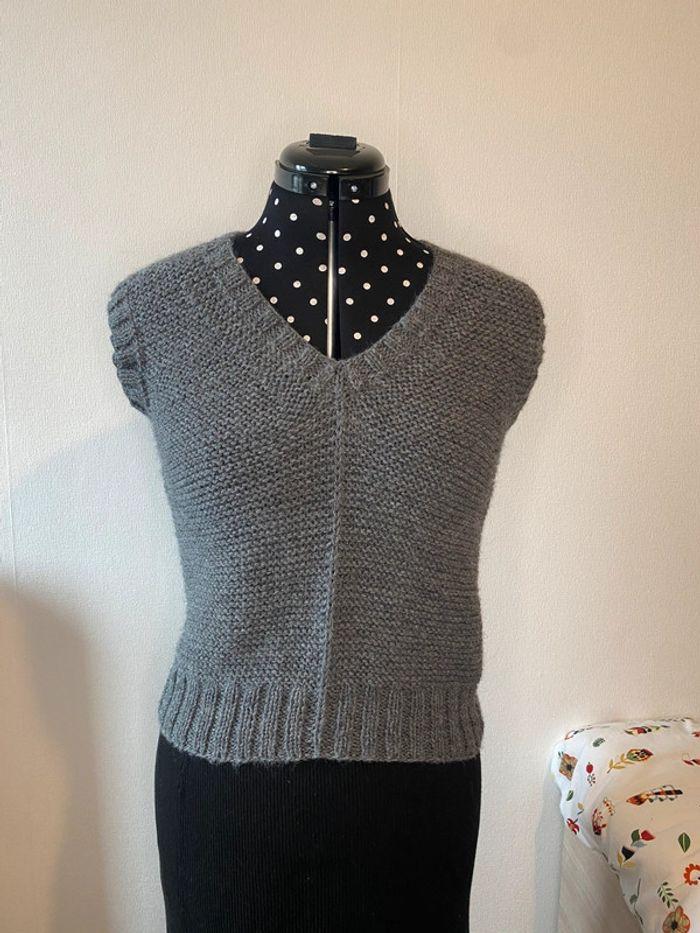 Pull en laine sans manches gris uni taille XS / 34 - photo numéro 1