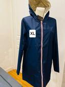 Manteau imperméable réversible mi-long souple bleu marine/doré taille XL