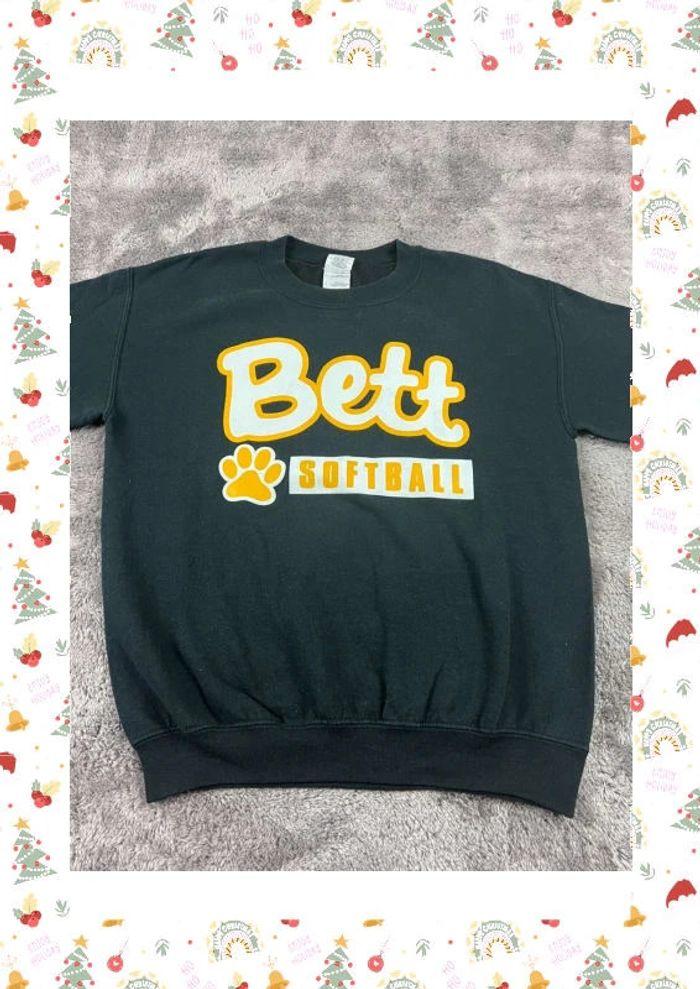 👕 Sweat à capuche Veste University Rare Vintage y2k 90s 2000s Bett Softball Noir Taille S 👕 - photo numéro 6