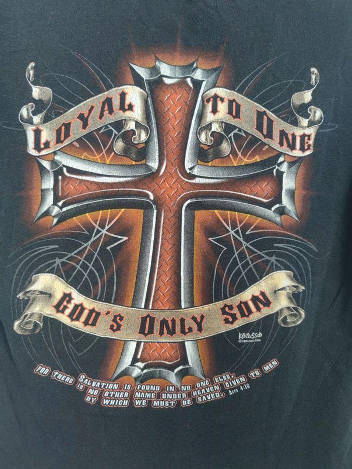 T-shirt Loyal To One God's Only Son Croix Chrétienne Vintage Noir Taille S Homme - photo numéro 5