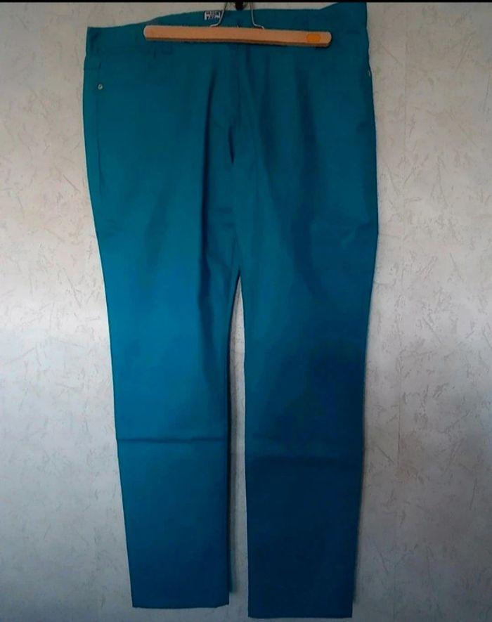 Pantalon enduit bleu canard - photo numéro 2